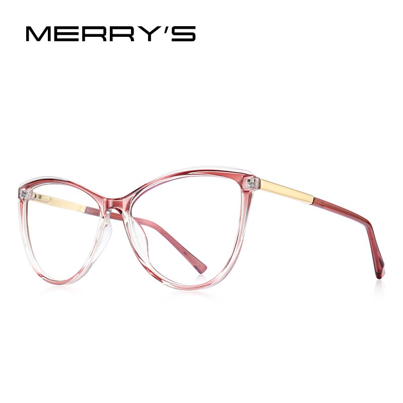 MERRYS Women Retro Cat Eye Glasses Frame Ladies Eyeglasses Myopia Prescription Optical Eyewear S2701: C02 Red