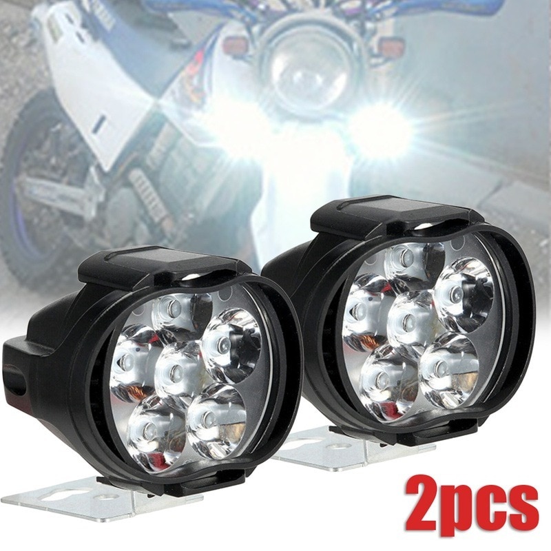 2 Stuks 6 Led Motorfiets Extra Koplamp Spotlights Lamp Hoge Helderheid Waterdichte Scooters Autocycle Auto Koplampen