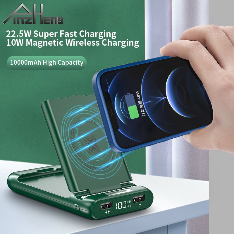 PINZHENG – batterie externe Portable 10000mAh, 22.5W, charge rapide sans fil, pour iPhone, Powerbank 10W
