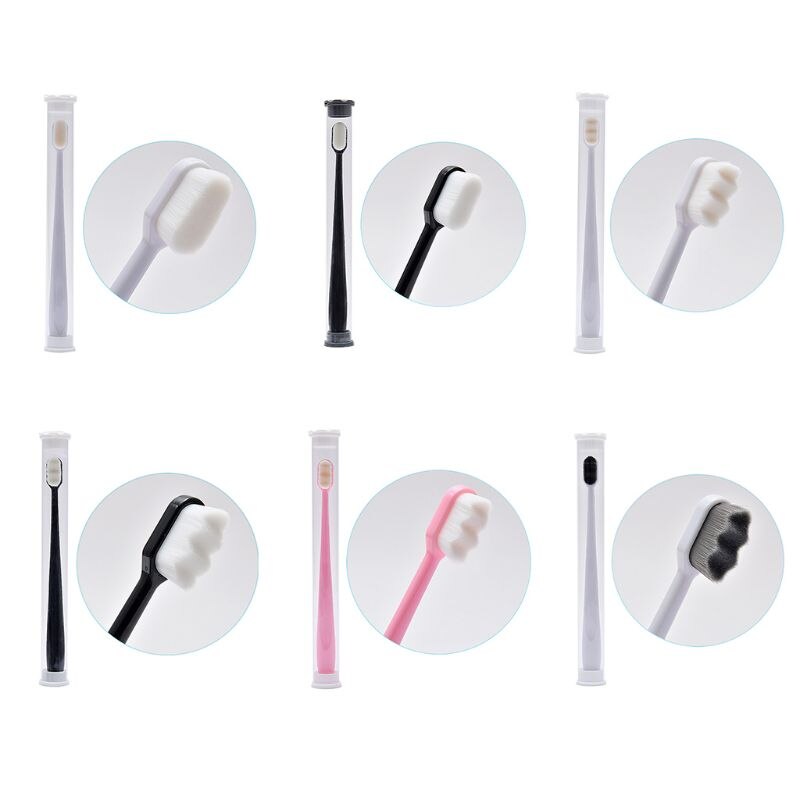 1Pc Nano Ultra-feine Welle Zahnbürste Weiche Borsten Erwachsene Kind Mit PVC Dental Wh H55B