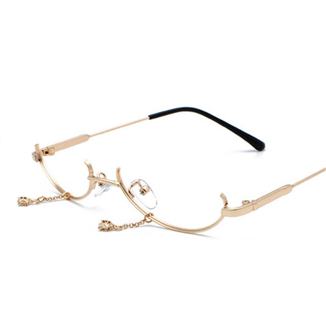 ¡Novedad de ! gafas sin lentes, montura Vintage a la para mujer, lujoso, decoración colgante, gafas de medio Marco, gafas para niñas: gold
