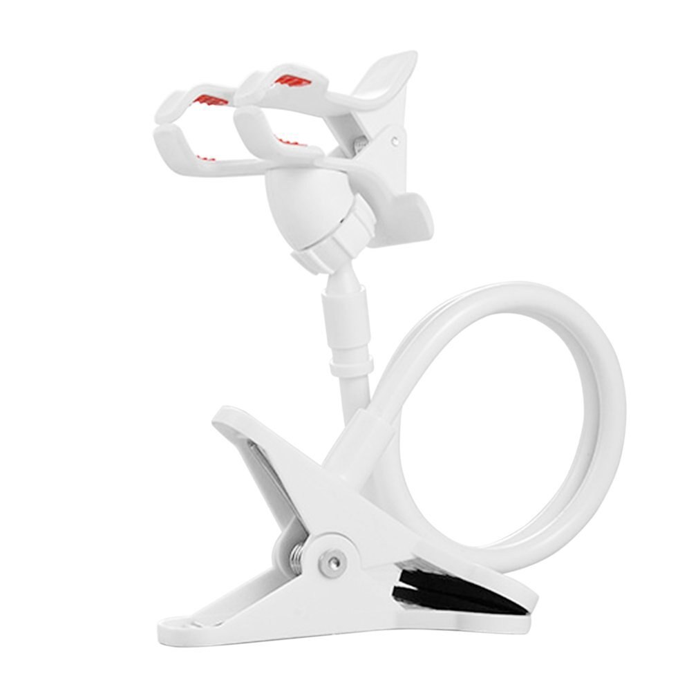 Mobile Phone Lazy Bracket Pvc Platsic Multifunction Stand Holder Flexible Bed Desk Table Clip Bracket 1 Piece: White