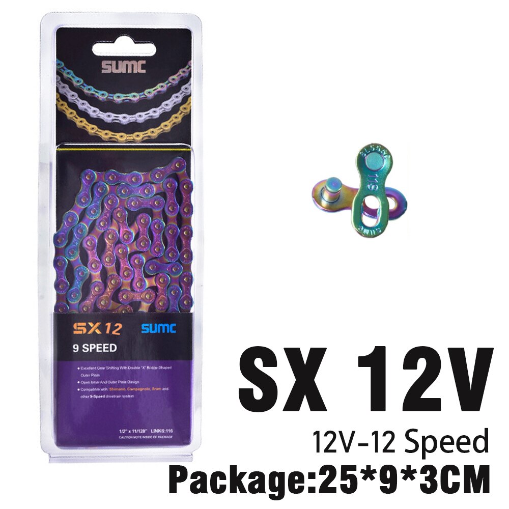 SUMC-cadenas de colores para bicicleta de montaña, accesorios para bici de 9V, 10V, 11V y 12V, cadena de arcoíris plegable con hebilla mágica