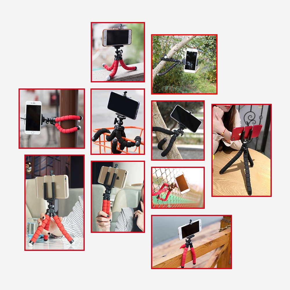 Synzzur Statief Telefoon Clip Stand Universal Mini Flexibele Spons 0 Ctopus Statief Met Telefoon Clip Voor Telefoon Camera Statief