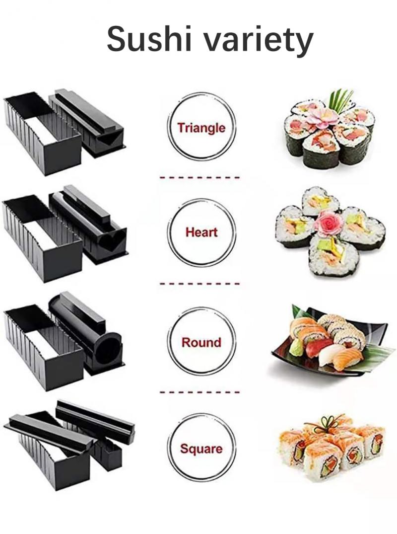 1 sæt sushi maker kit sushi form ris rulle form plast køkken komplet sushi rulle værktøjs sæt mad gør det selv køkken gadgets