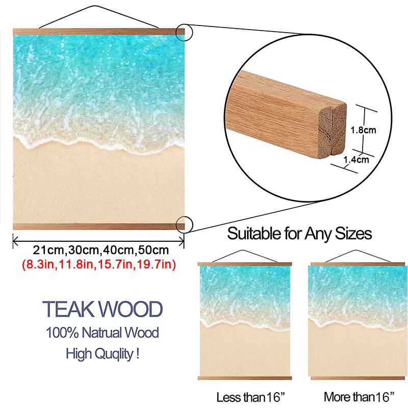 Natural Wood Poster Frame Magnetic Picture Photo Hanger Wall Hanging Art Print Frame