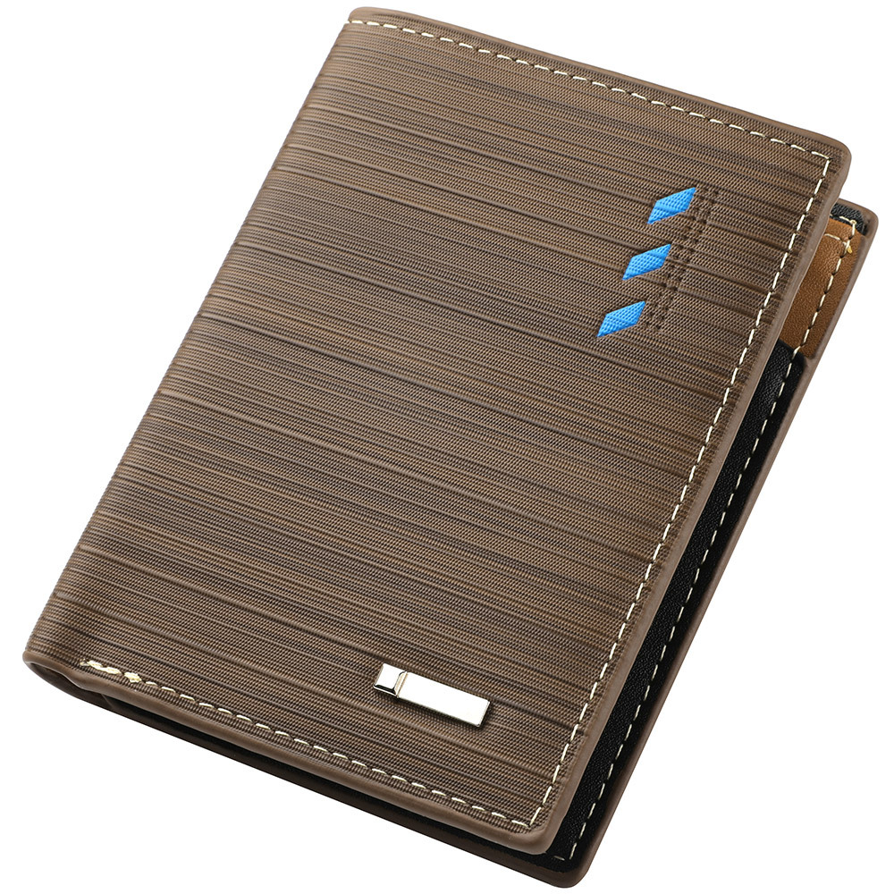 Short Wallet Microfiber Synthetic Leather Short Wallets Men Stripe Male Purse Coin Pouch Multi-functional Cards: Blue
