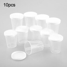 10Pcs 30ml Plastic Liquid Measuring Cups Transparent Medicine Measure Cups With Lids Storage Samples Craft