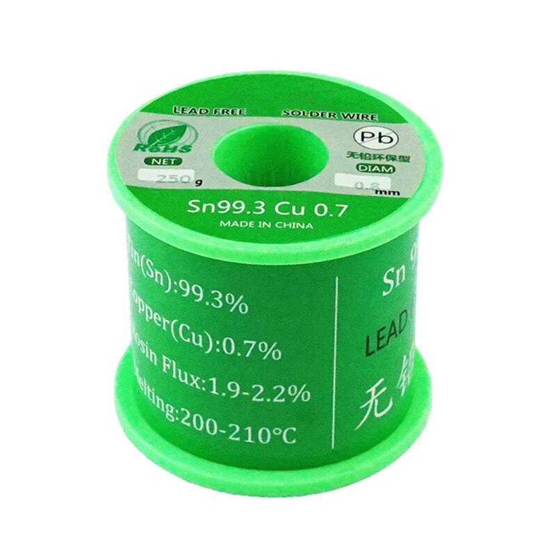 250g 500g 0,5/0,6/0,8/1,0/1,2/2,0mm Sn99.3 Cu0.7 Leed-Alambre de soldadura rollo sin plomo colofonia Core flujo herramienta de soldadura