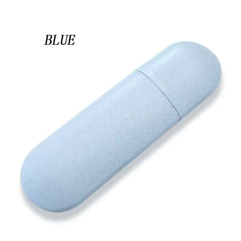Amerikaanse reistandenborstel, tandpastahouder, etui, tarwestro, opberghoes, organizer: Blauw