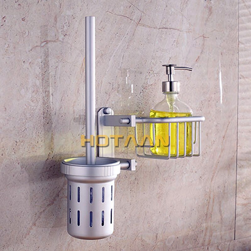 Badkamer Accessoires Aluiminum Wc Borstel Set Met Plank Wc Borstel Met Mand Badkamer Plank Toiletborstel Houder