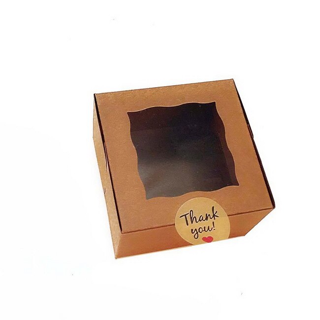 Kraft Mini Pie Boxes Bakery Boxes with PVC Window 4x4x2.5inch 24PCS of Pack Included of Stickers (Brown)
