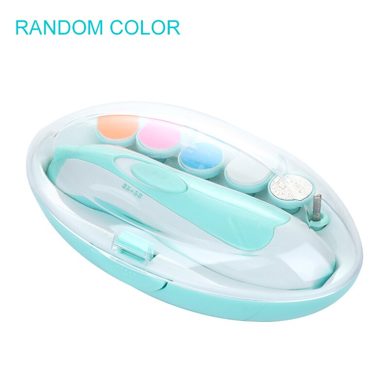 Baby Care Electric Baby Nail Trimmer Multifunctional Infant Nail File Clippers Toes Fingernail Cutter Trimmer Manicure Tool Set: Random color 1 set