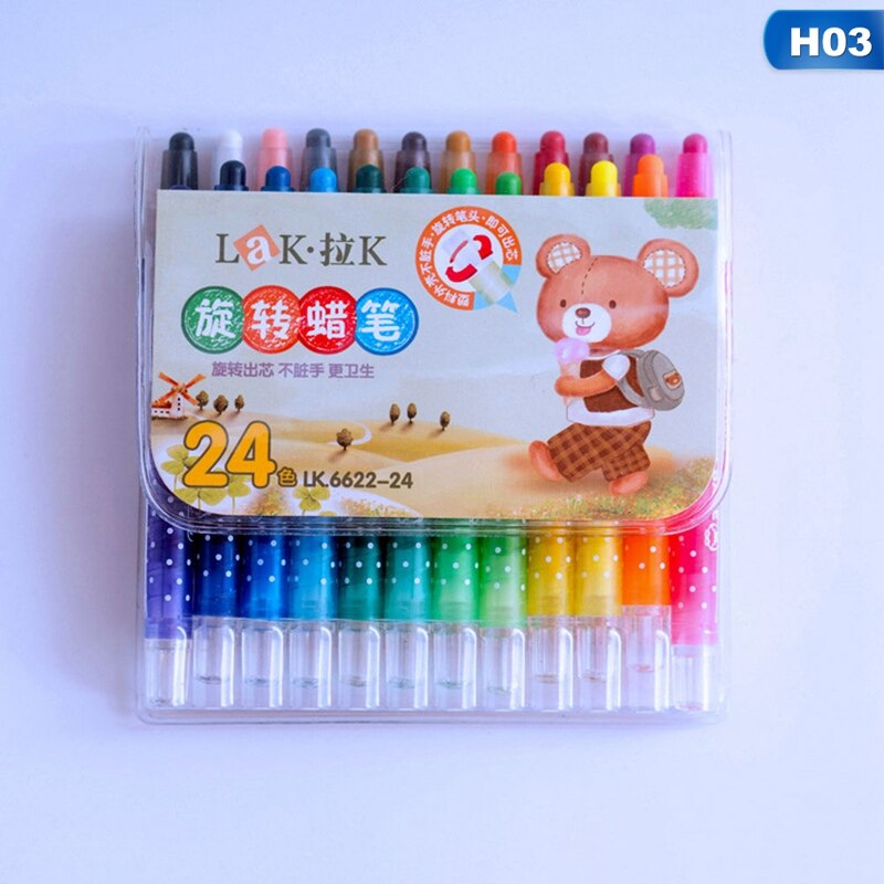 8/12/24 Colors Crayons Cartoon Drawing Non-Toxic Oil Pastels Kids Student Pastel Pencils Art Supplies Rotatable: S size 24 colors