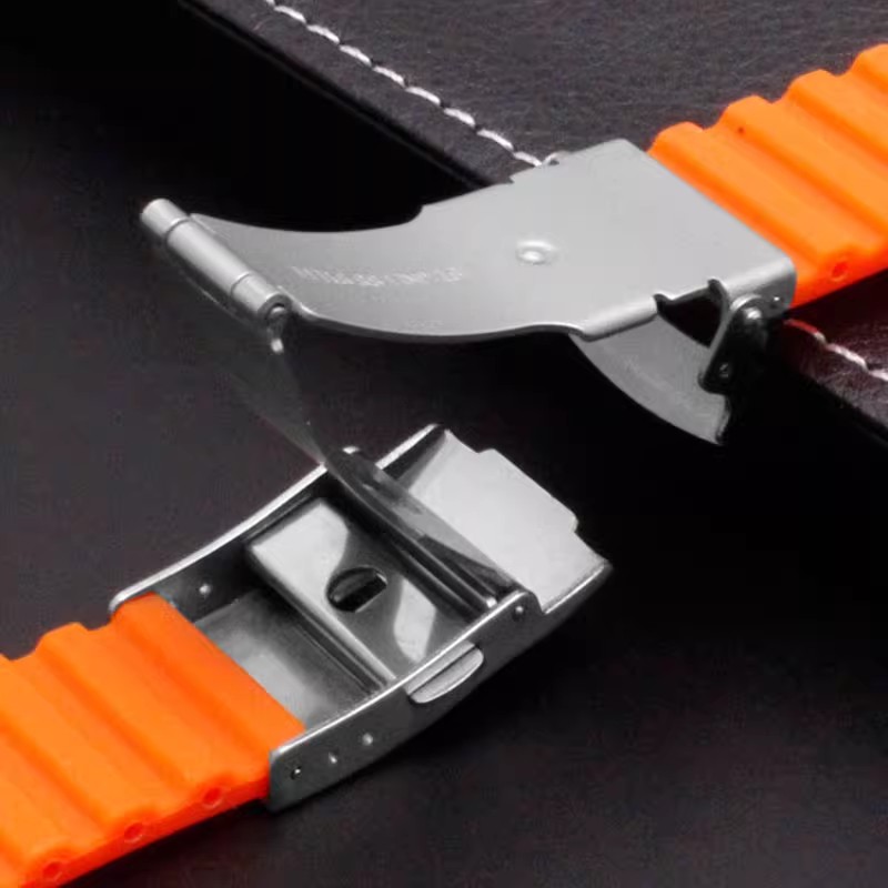 Rubber Striped Tire Watch Strap Band Deployment Buckle 18mm 20mm 22mm 24mm Universal Replacement Strap