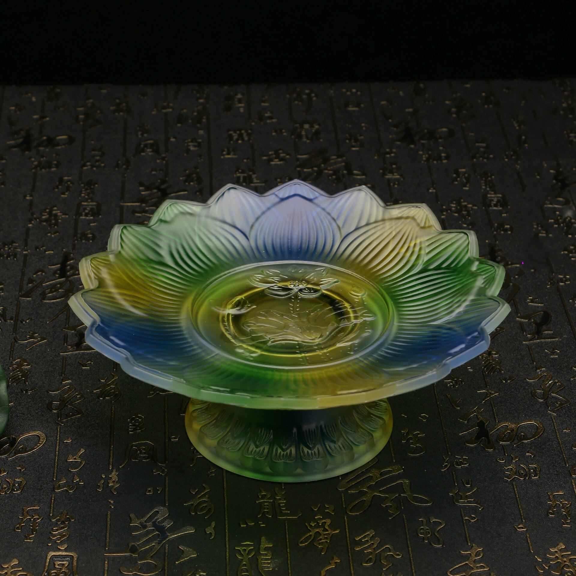 Buddhistiske forsyninger buddhistiske tempelforsyninger kinesisk stil efterligning glas lotus frugtplade frugtplade til frugtplade