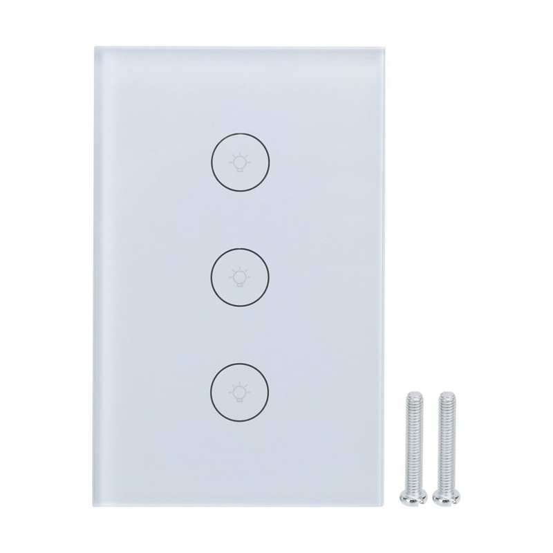 Multi Control Light Switch Smart Light Switch 3 Gang Touchable for House for Office Building for Apartment for Family: white
