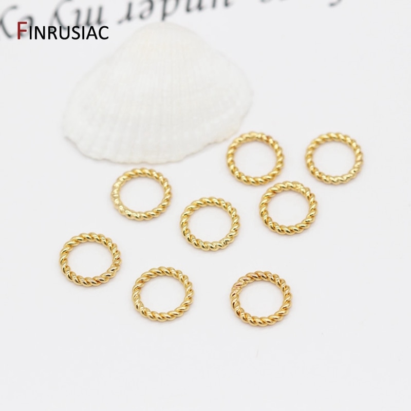 Jewelry Making Connector Ring 14k Gold Plated Round Twist-Style Closed Ring Findings DIY Necklace Earring Components