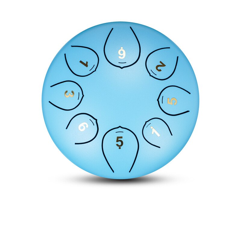 6 Inch Steel Tongue Drum 8 Tune Hand Pan Drum Tank Drum Kits With Drumsticks Finger Cots Carrying Bag Percussion Instruments: Sky Blue