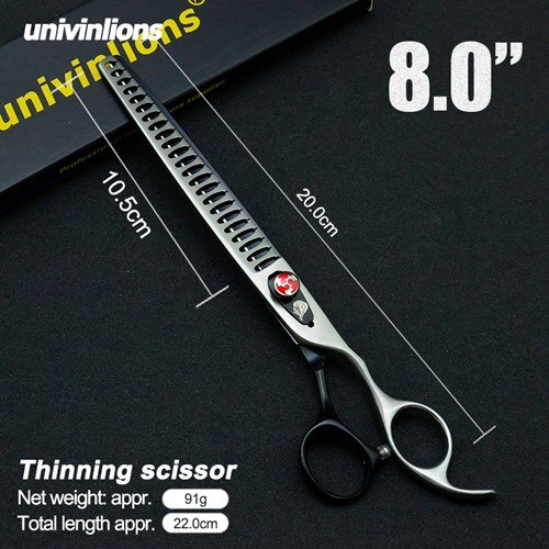 Tijeras profesionales de 8 &quot;para perros y gatos, tijeras para cortar el pelo de tiburón, hueso de pescado, herramientas de aseo, Tesoura: Plata