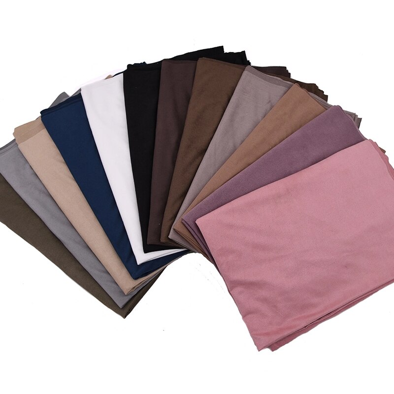 Suede Muslim Scarf Winter Warm Islamic Headscarf Velvet Wrap Head Scarves Plain Suede Hijab Women Turban Bonnet Foulard Femme