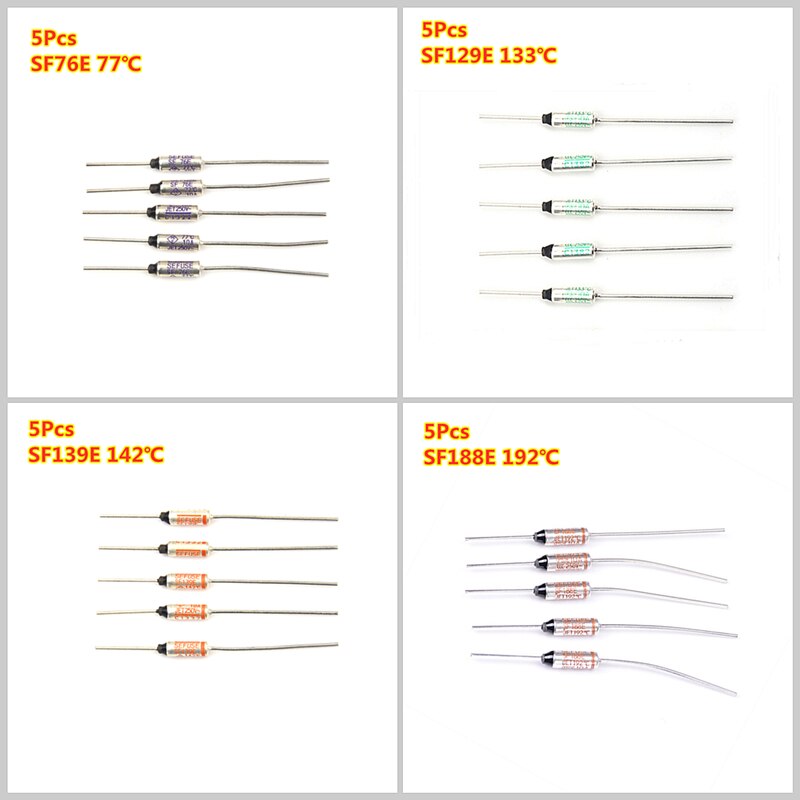 5/10Pcs 250V 10A SF76E/SF119E/SF129E/SF139E/SF188E Thermische Zekering Thermische Cutoffs 77/121/133/142/192/240 ℃ Graden Temperatuur Zekering