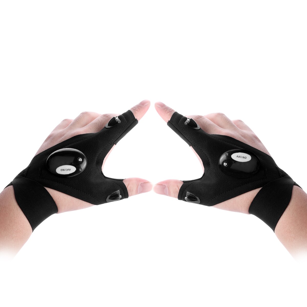 Guantes de pesca con linterna led, 1 par de guantes cargados para senderismo al aire libre, guantes sin dedos, resistentes al agua, linterna: Default Title