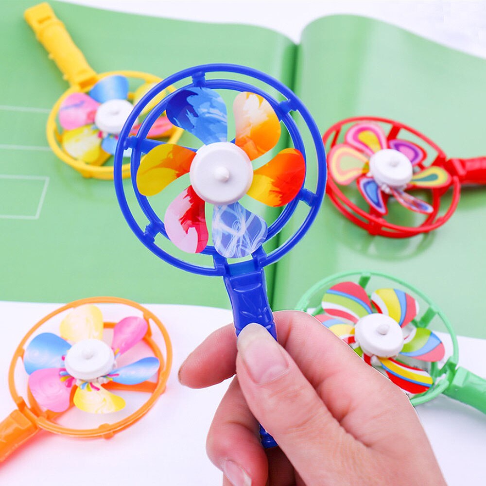 Willekeurige Kleurrijke Kleine Windmolens Kinderen Speelgoed Plastic Stukken Whistling Handvat Plastic Kinderen Windmolens Brain Game Kids Speelgoed