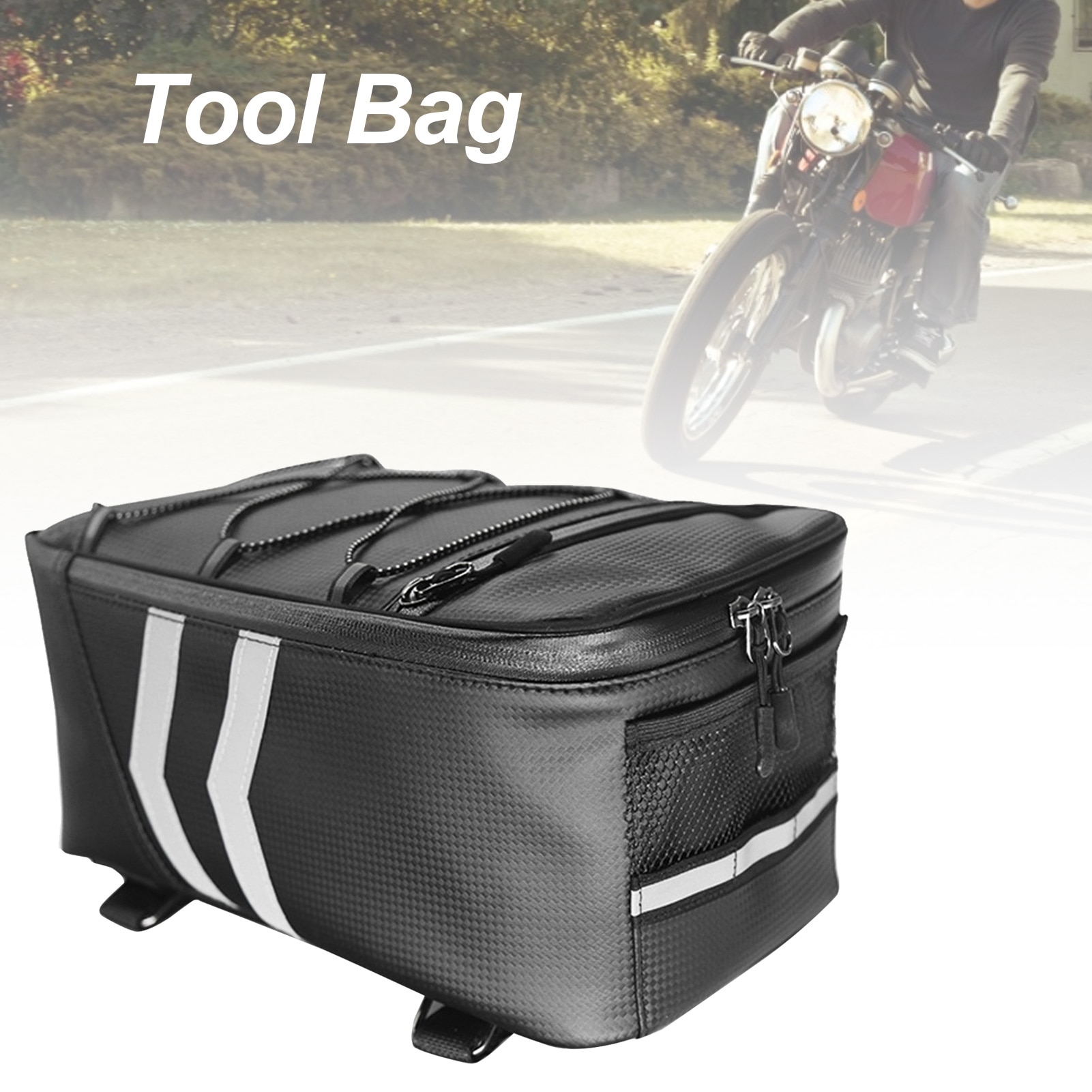 Waterdichte Motorcycle Tail Tool Bag Bike Rack Bagagedrager Bag 8L/9L Grote Capaciteit Fiets Achter Bag Pu Opslag pakket Gereedschapstas