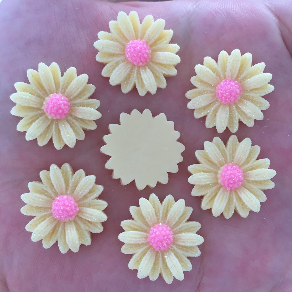10pz resina 20mm luccichio Bepowder margherita Flatback bottoni in pietra album di ritagli abbellimenti di nozze per la decorazione di abbigliamento fai da te