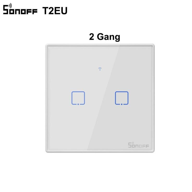 Sonoff-interruptor inteligente de parede t2 us/uk/eu tx, wi-fi, touch, 433 rf/voz/controle com borda, básico, com alexa, google home: Sonoff T2 EU 2 Gang