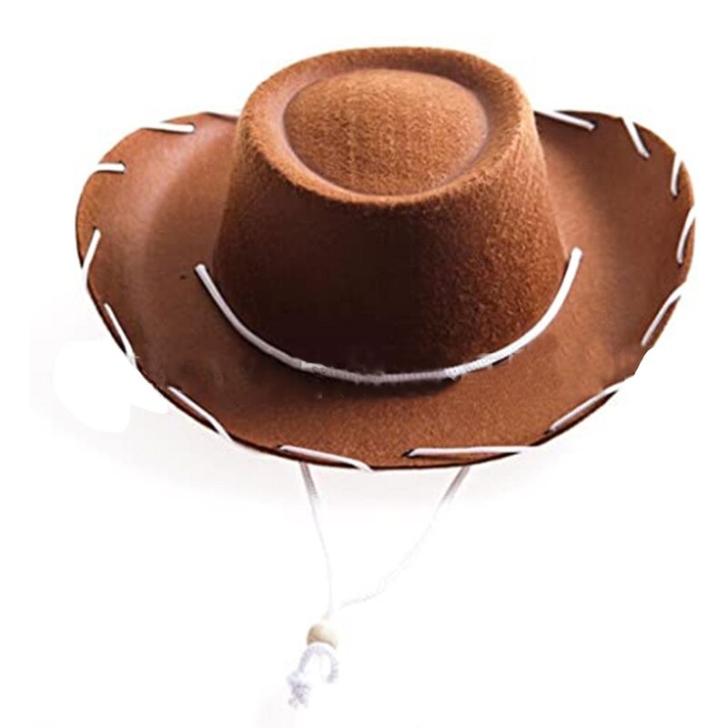 Sombrero de fieltro vaquero clásico, sombrero Fedora occidental ligero, bohemio, con ala curvada, cuerda ajustable para , accesorios para fotos: Brown