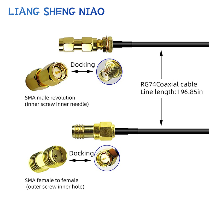 RP-SMA SMA Connector Male to Female Extension Cable Copper Feeder Wire for Coax Coaxial WiFi Network Card RG174 Router Antenna
