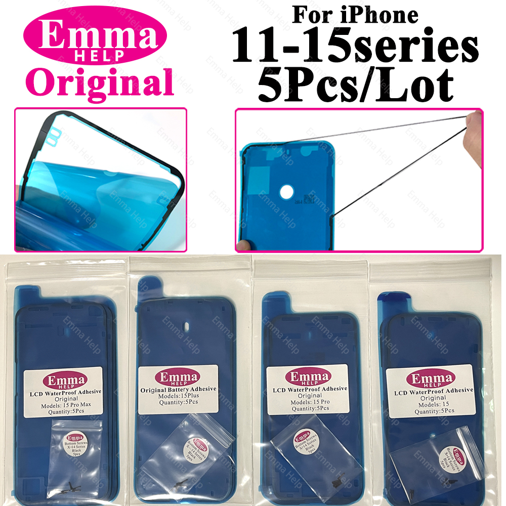 5 uds pegatina impermeable para iPhone 13 12 11 Pro Max 14Plus 3M adhesivo marco de pantalla LCD sello reparación adhesivo accesorios para iphone