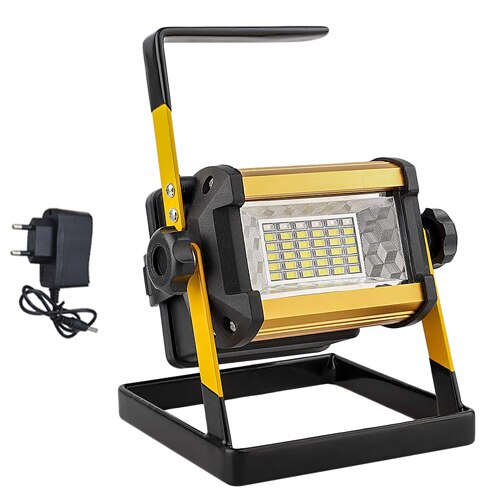 Rechargeable Spotlight Work Light Waterproof Outdoor Lighting 100W Construction Lamp Portable Floodlight with 18650 Battery: 50W without Battery