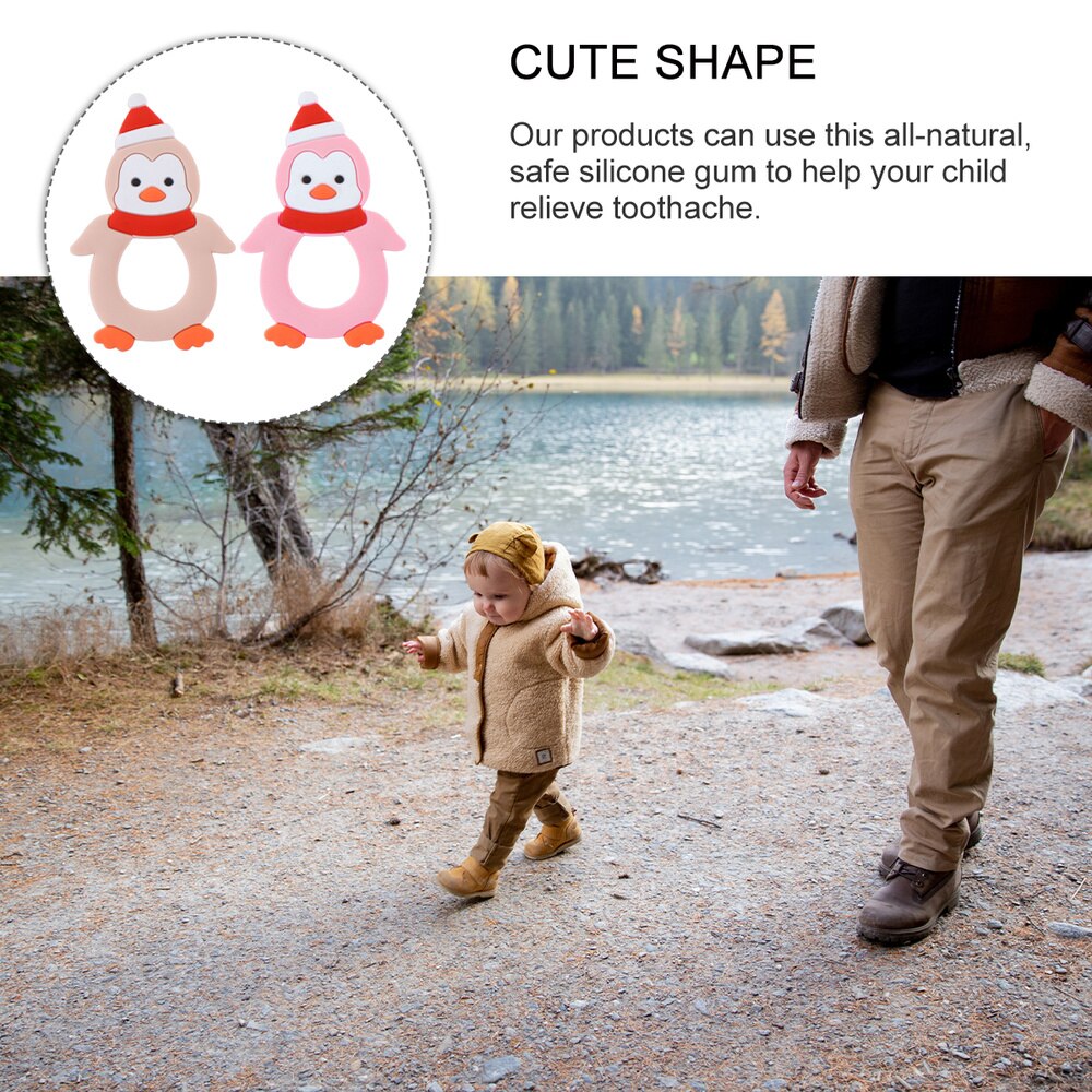 2pz Del bambino Teether Forma di Animale infantile Mordere Teether silicone Massaggiagengive infantile
