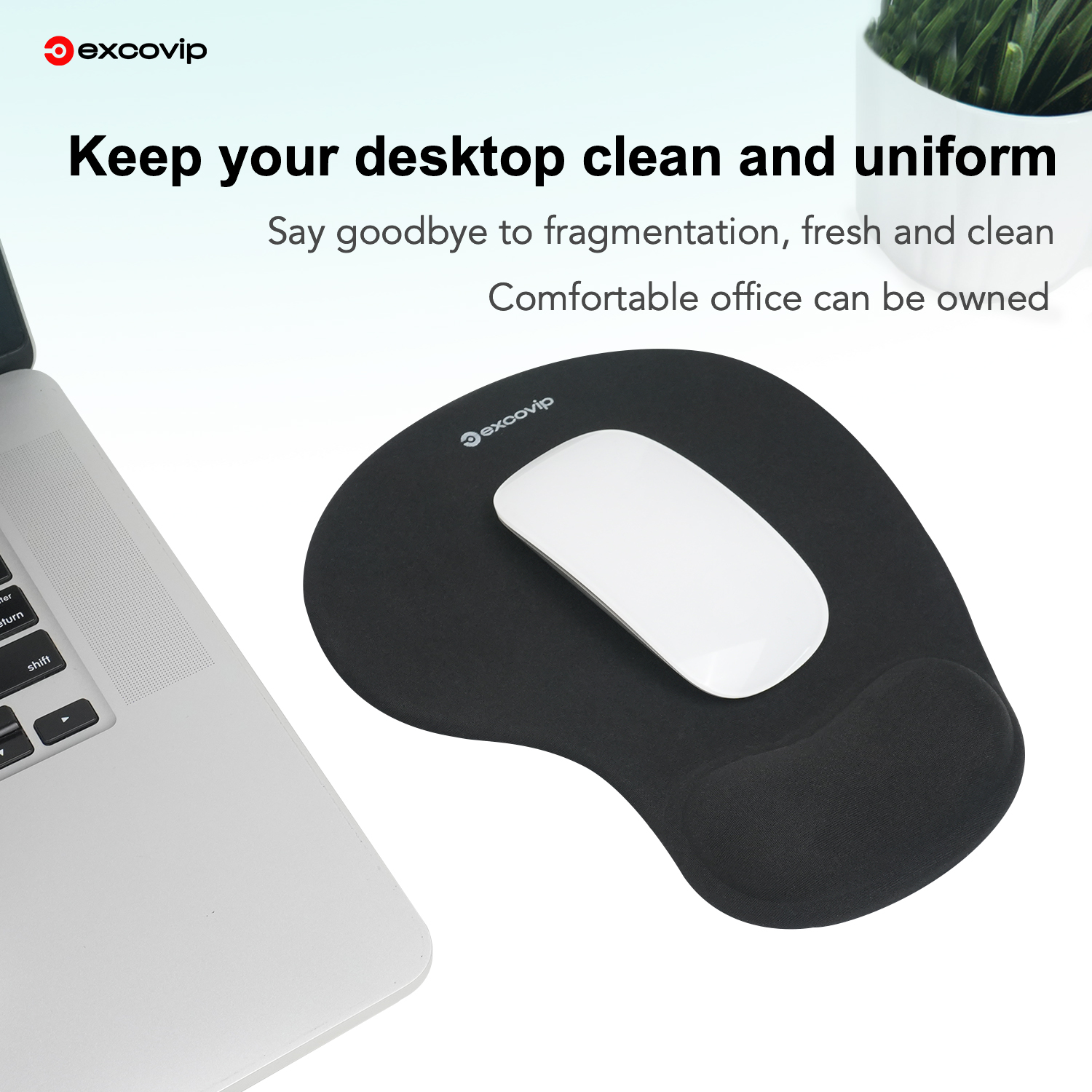 EXCO Ergonomic Mouse Pad with Silicone Wrist Support Rest Comfortable Mousepad Non-Slip PU Base for Pain Relief Computer Office