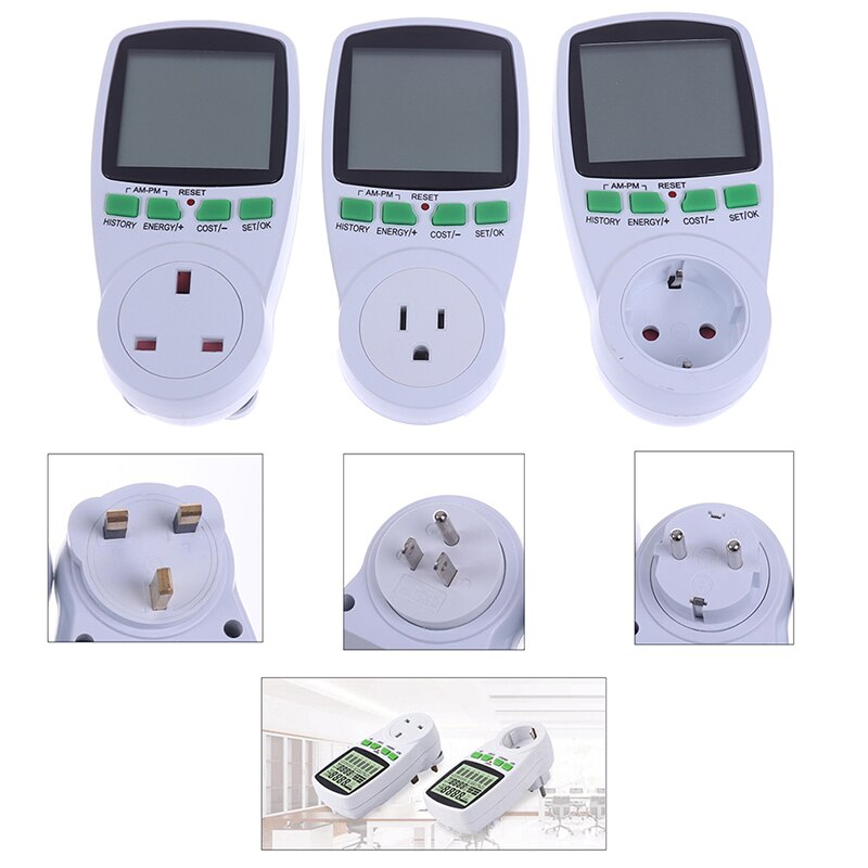 AC Power Meters 110V 220V Digital Wattmeter Electricity Cost Measuring Analyzer