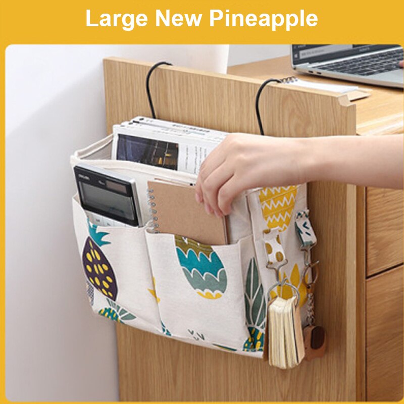 1pcs Hanging Bag Storage Organizer Bedside Multi-Pocket Holder For Dormitory Bunk Bed Hospital Bed Rails: pineapple