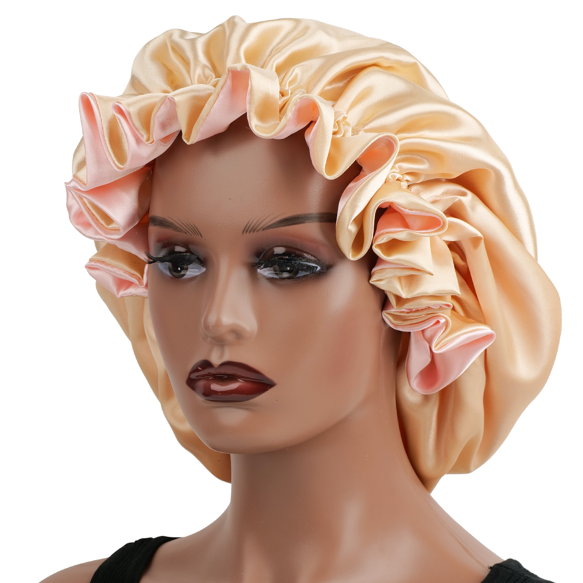 Gorro de cabelo de renda reversível de camada dupla para mulheres e homens | Boné noturno respirável para dormir, proteção para cabelos cacheados: Azul