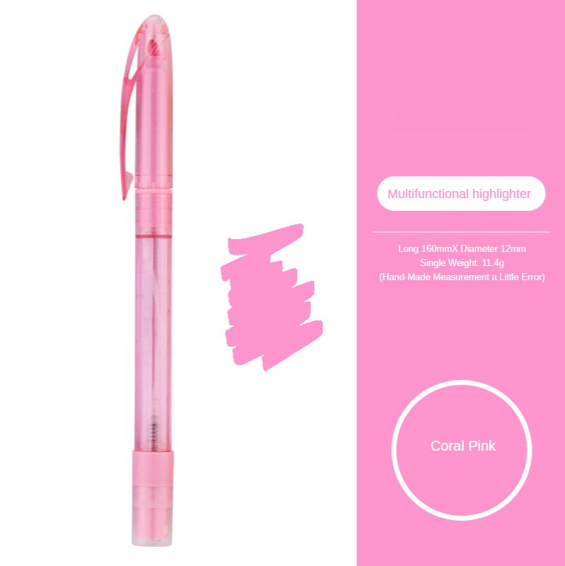 1pcs Multifunctional 6-color Spray Highlighter Can Be Used for Marking and Highlighting Students Stationery: Coral powder