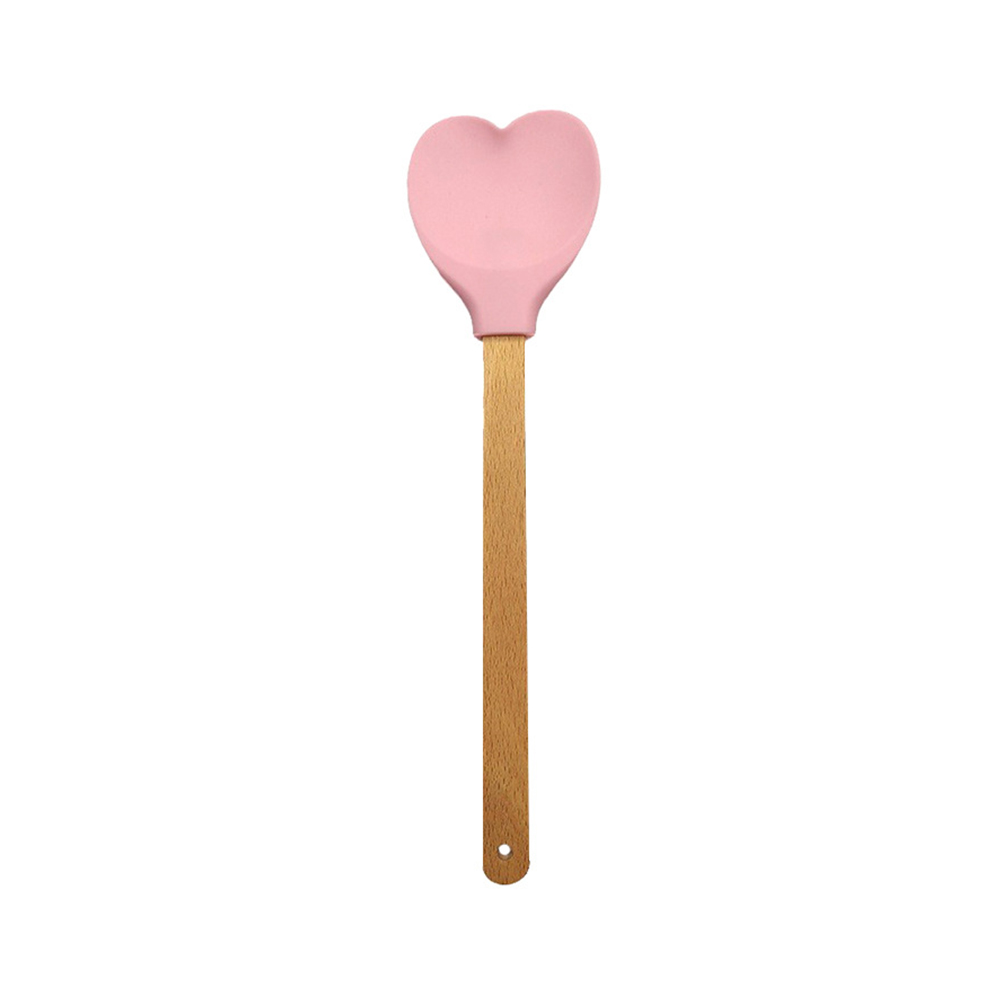 Spatule en Silicone rose amour pour la saint-valentin, manche en bois en forme de cœur, spatules de cuisson, ustensiles de cuisine, outil de fabrication de gâteaux: Chocolat