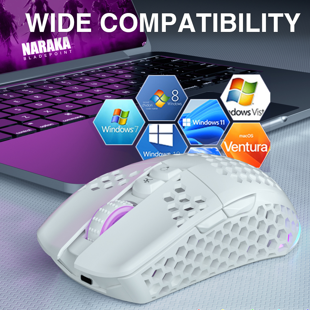 SOLAKAKA SM600 Bluetooth 5.0 Wireless Mouse 2.4G DPI 3200 Gaming Mouse RGB Mouse for Laptop Office Gaming Desktop