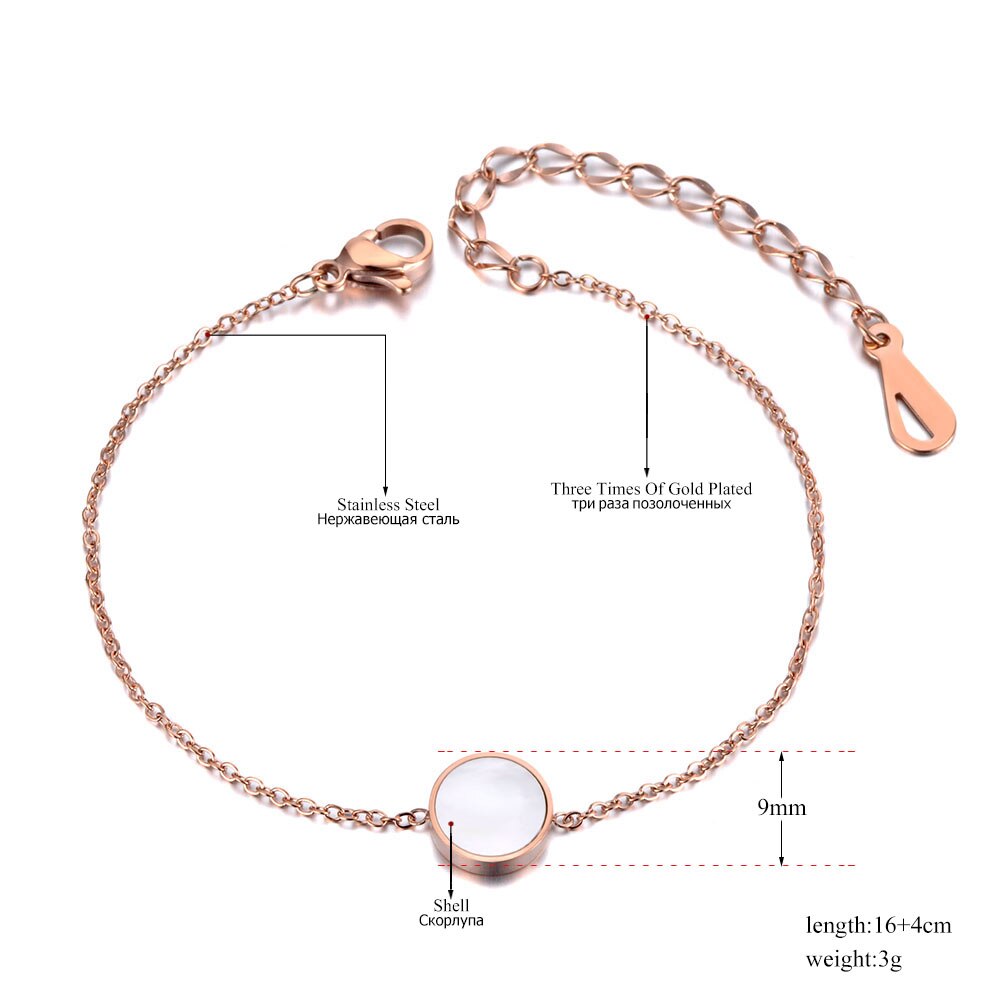 Lokaer White/Black Shell Charm Bracelet Bangle For Women Girls Stainless Steel Link Chain Bohemia Beach Jewelry B19022