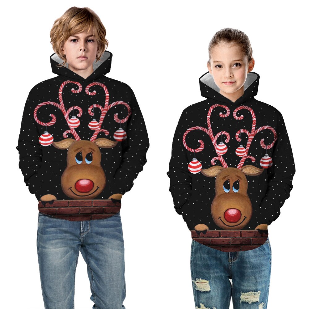 de Navidad estampado de muñecos de nieve niños de manga larga Sudadera con capucha nueva otoño/sudadera de invierno de Navidad