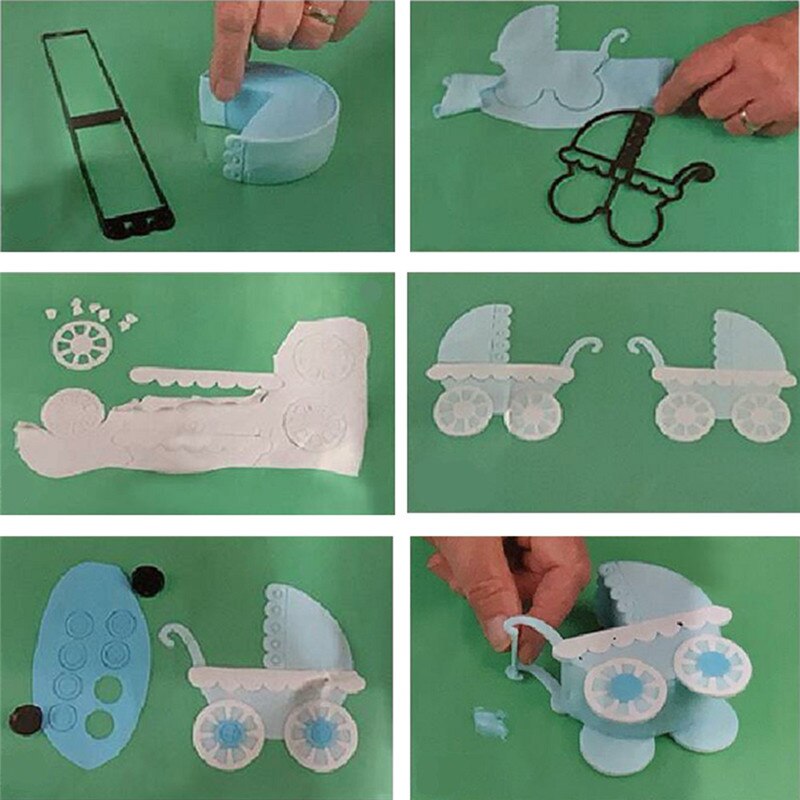 Neue Kunststoff Kinderwagen Keks Schneider Cookie Cutter einstellen Baby Geburtstag Dusche Kuchen bilden Küche Backen Gebäck Werkzeuge