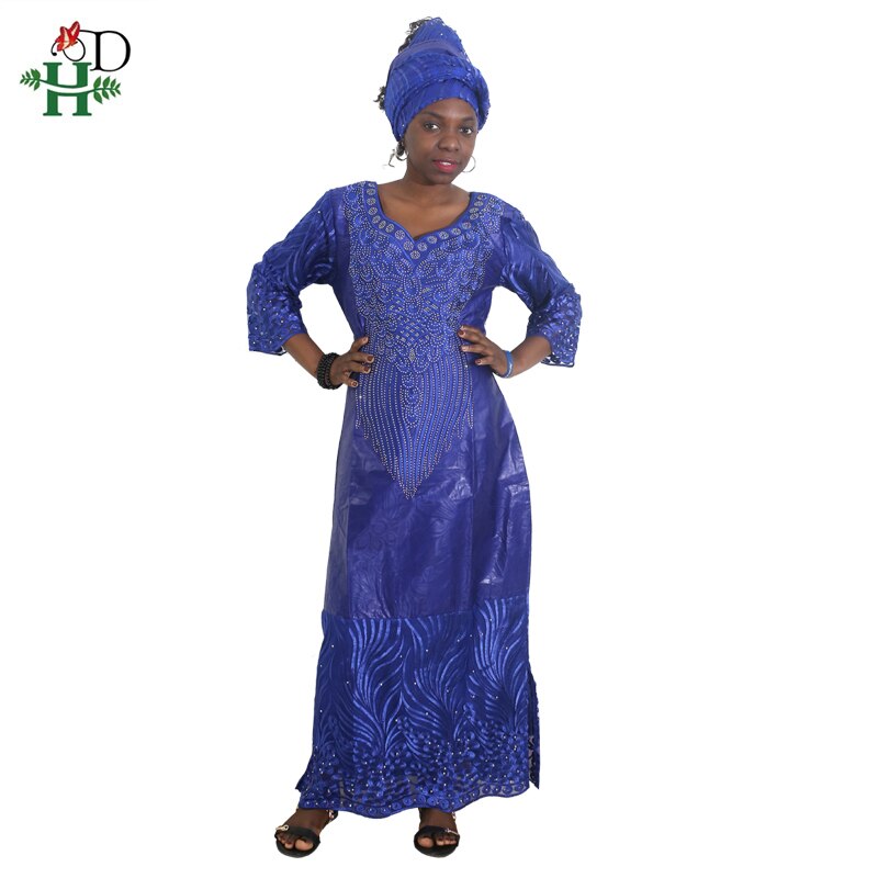 H&D african dresses for women african head wraps robe africaine beading lace bazin outfit dress african clothes south africa