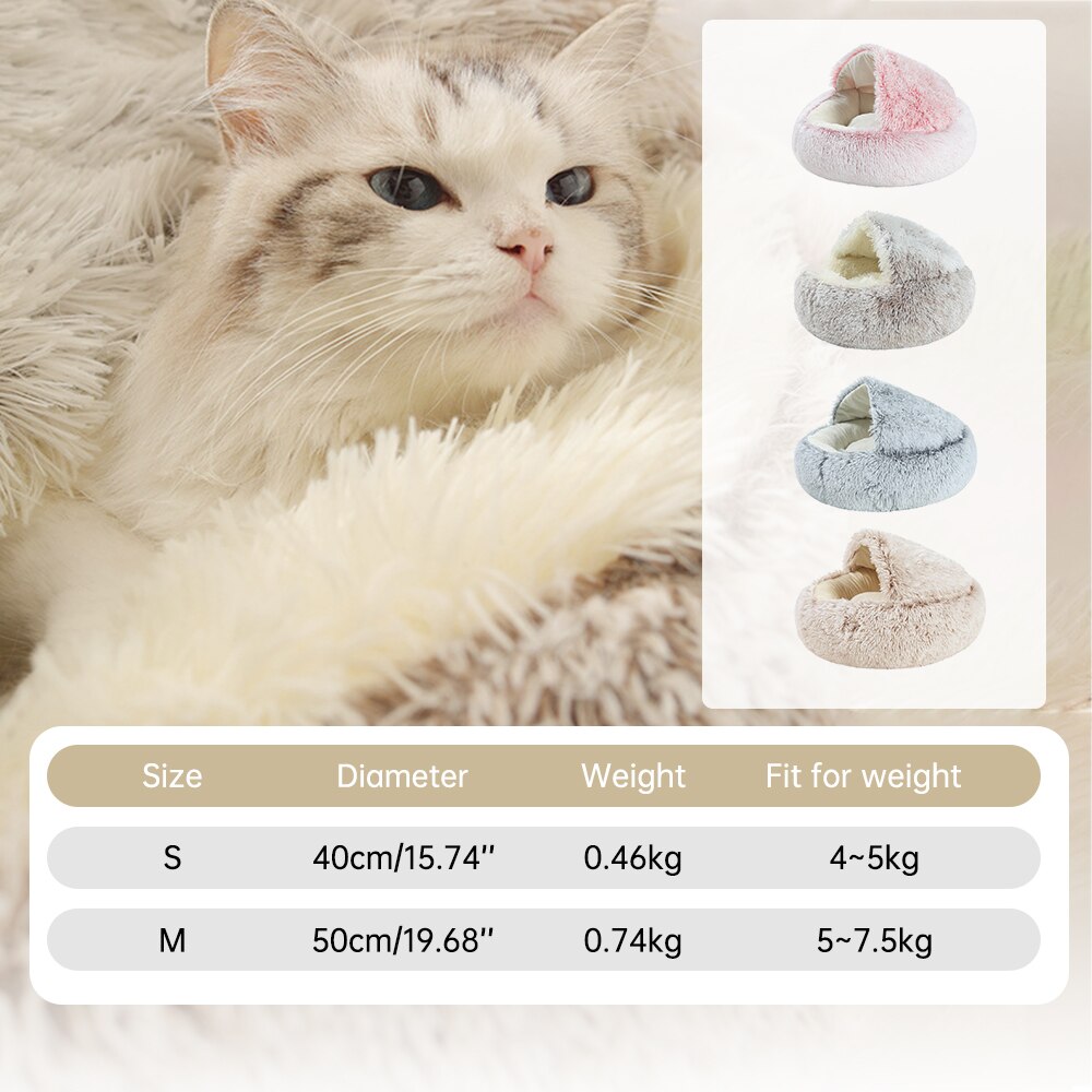 The Pet Cat Dog Bed Round Plush Cat Warmer Beds For Small Cats Soft Plush Beds For Cat Litter 2 In 1 Cat Beds