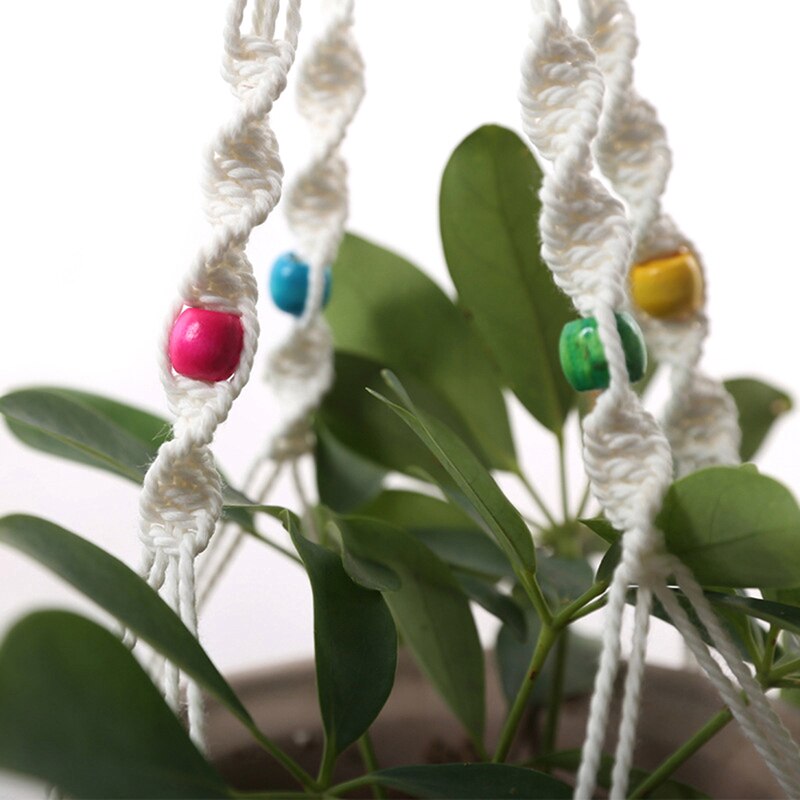 Vintage macramé plantenhanger haak bloempothouder 4 poten touw hangend touw muur huis tuin balkon decoratie mand