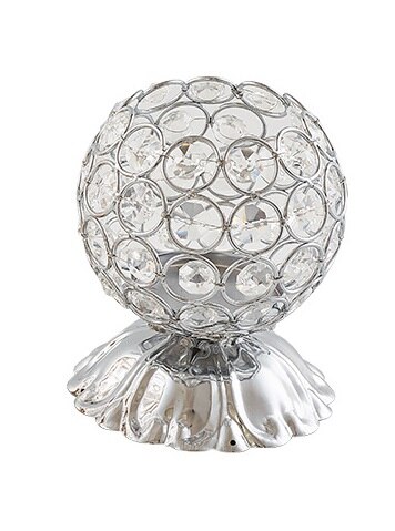Lysestager i krystal bryllup europæisk stil gyldent sølv glas metal trehovedet hjemmefest desktop dekoration ornament håndværk: Sølv -4